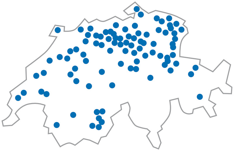 grafik-map über 300 Kunden in der ganzen Schweiz
